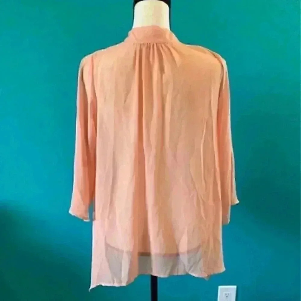 ⭐️ Sheer Charlotte Russe button up coral blouse in size small - Picture 2 of 6